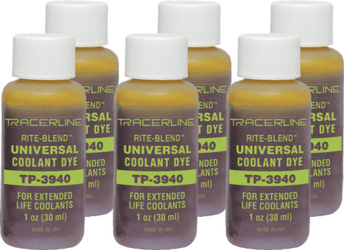 Tracerline TP-3940-0601 RITE-BLEND UNIVERSAL COOLANT DYE, (6) 1 OZ (30 ML) BOTTLES - MPR Tools & Equipment