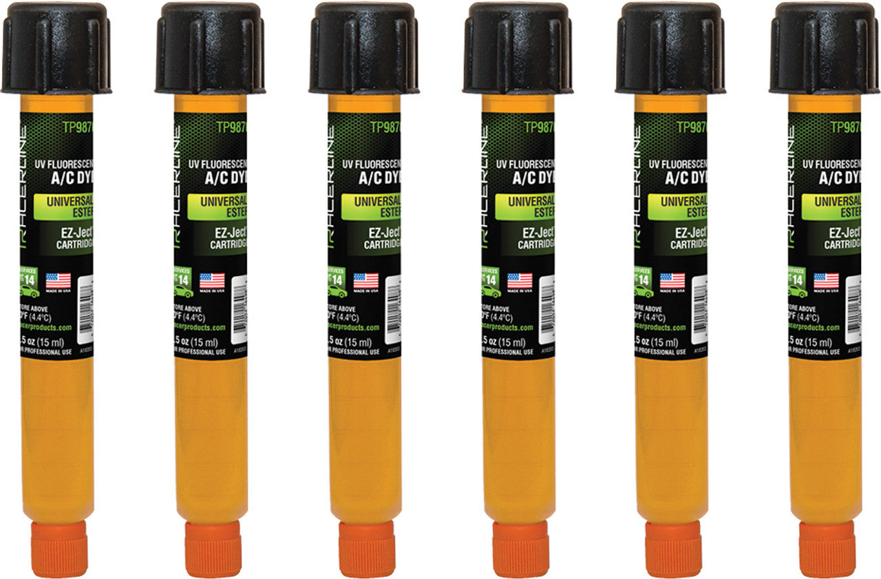 Tracerline TP9870-P6 EZ-JECT A/C DYE FOR UNIVERSAL/ESTER, 0.5 OZ (15 ML) CARTRIDGE - MPR Tools & Equipment