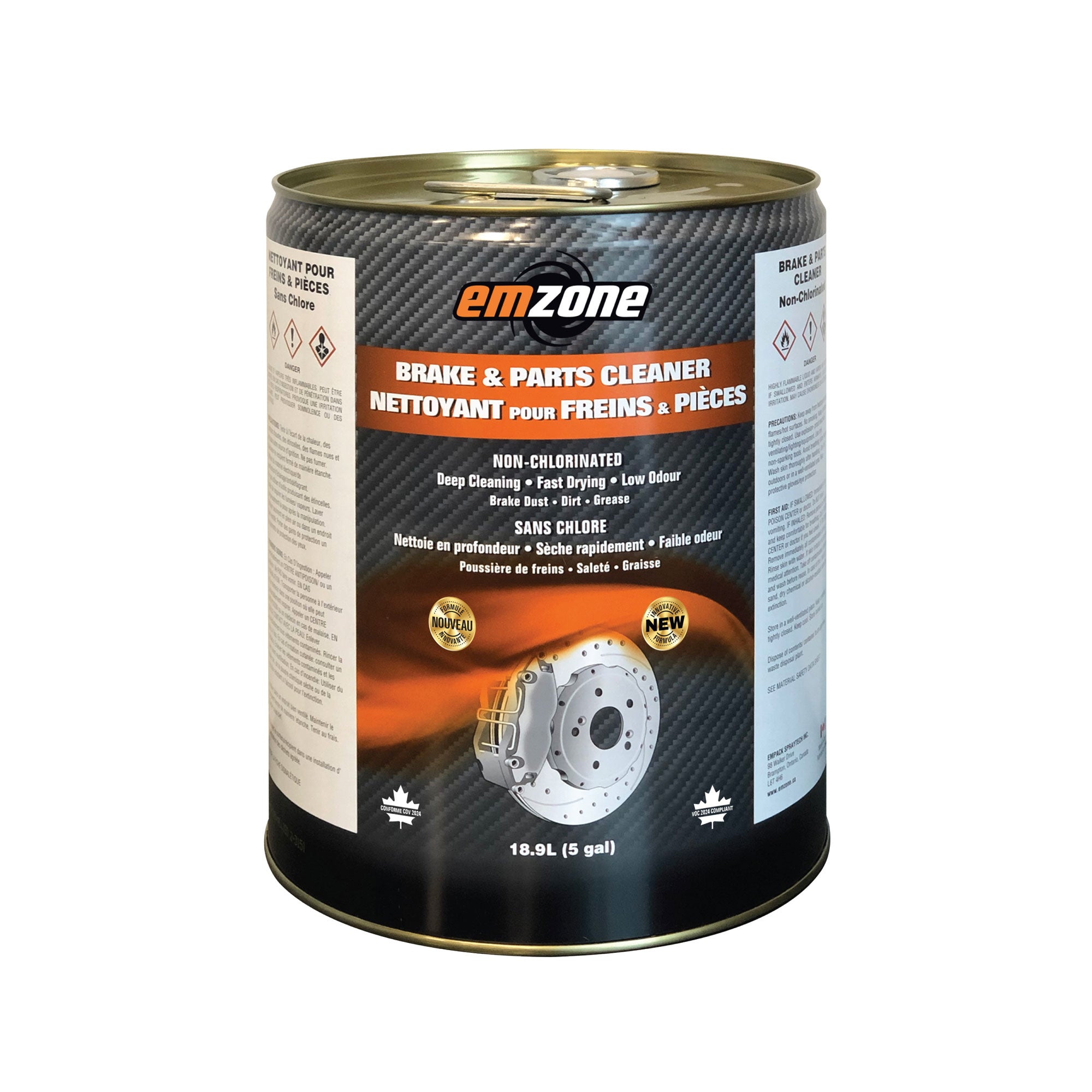 Emzone 45250 2.0 Non-Chlorinated Brake & Parts Cleaner 18.9L (5 gal) Pail with Pull-Up Spout