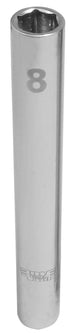 VIM Tools EDM408 8mm Extra Deep Metric Socket, 1/4" Square Drive, Chrome - MPR Tools & Equipment