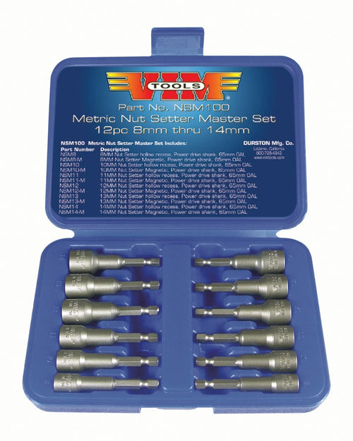 VIM Tools NSM100 Metric Nut Setter Kit with Recessed and Magnetic Nut Setter - MPR Tools & Equipment