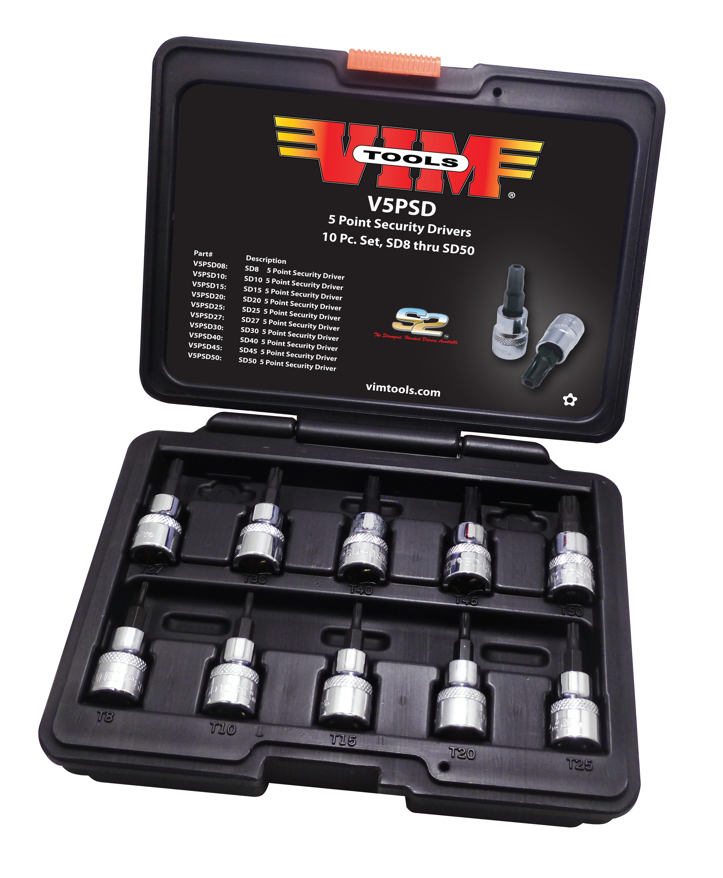 VIM Tools V5PSD25 5 Point Security Driver, With 3/8" Square Drive - MPR Tools & Equipment