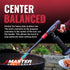 Master Appliance VMAX-550 center-balanced propane torch being used to ignite a fire pit, featuring callout about center-mount propane canister connection design