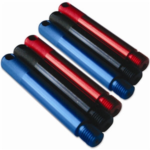 Access Tools WB6 Wheel Bullets 6-Pack - anodized aluminum guide pin wheel hangers in black, blue, and red