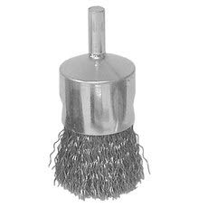 WEILER VORTEC PRO Carbon Steel Cup Brush - Shank Attachment - 3/4 in Diameter - 0.014 in Bristle Diameter - 36246 - MPR Tools & Equipment