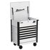 Homak RS Pro 7-Drawer Service Cart in Polar White, open lid 30-degree view showing drawer pulls and casters