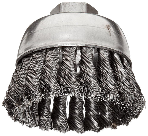 Weiler 13025 2-3/4" Single Row Knot Wire Cup Brush, .014" Steel Fill, 5/8"-11 UNC Nut - MPR Tools & Equipment