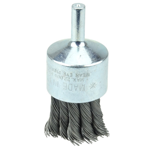 Weiler 36288 Wolverine 1" Knot Wire End Brush, .014" Steel Fill, 1/4" Stem - MPR Tools & Equipment