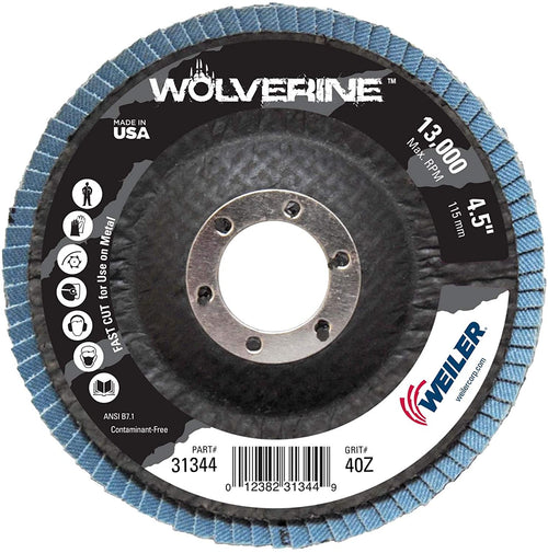 Weiler 804-31344 4-1-2 Inch Vortec Abrasiveflap Disc 7-8 Inch Arbor (10 Pack) - MPR Tools & Equipment