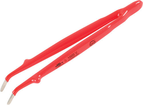 Wiha Tools 75304 8" Insulated Tweezers With Serrated Angled Blunt Tip, Certified To 1000VAC - MPR Tools & Equipment