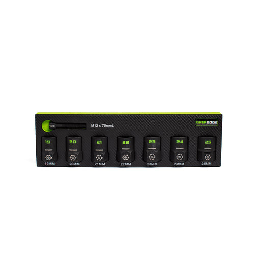 GripEdge XCM7S 7-Pc 1/2 In Drive Metric RPT Socket Extractor Set full set on foam tray 19-25mm