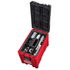 Milwaukee PACKOUT Compact Tool Box open view showing interior storage tray with organized tools and quick-adjust dividers