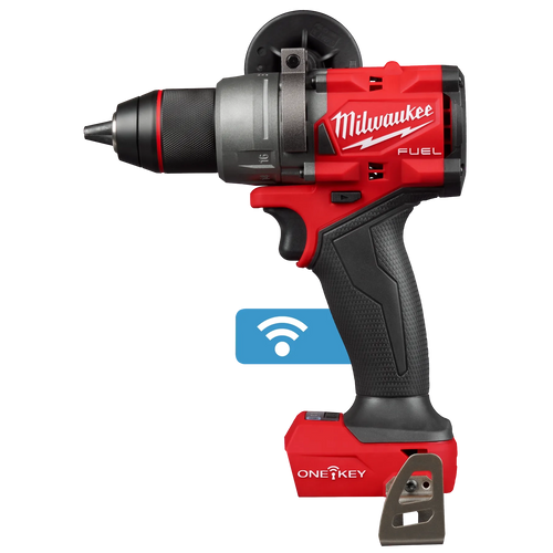 Milwaukee Tool 2905-20 M18 FUEL 1/2 in Drill/Driver with ONE-KEY - side profile view with belt clip