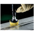 3M 7525 Scotch-Brite Roloc Bristle Disc in use on metal surface with drill