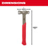 Milwaukee Tool 48-22-9130 16oz Steel Ball Peen Hammer dimensions diagram showing 4 inch width and 12.8 inch length