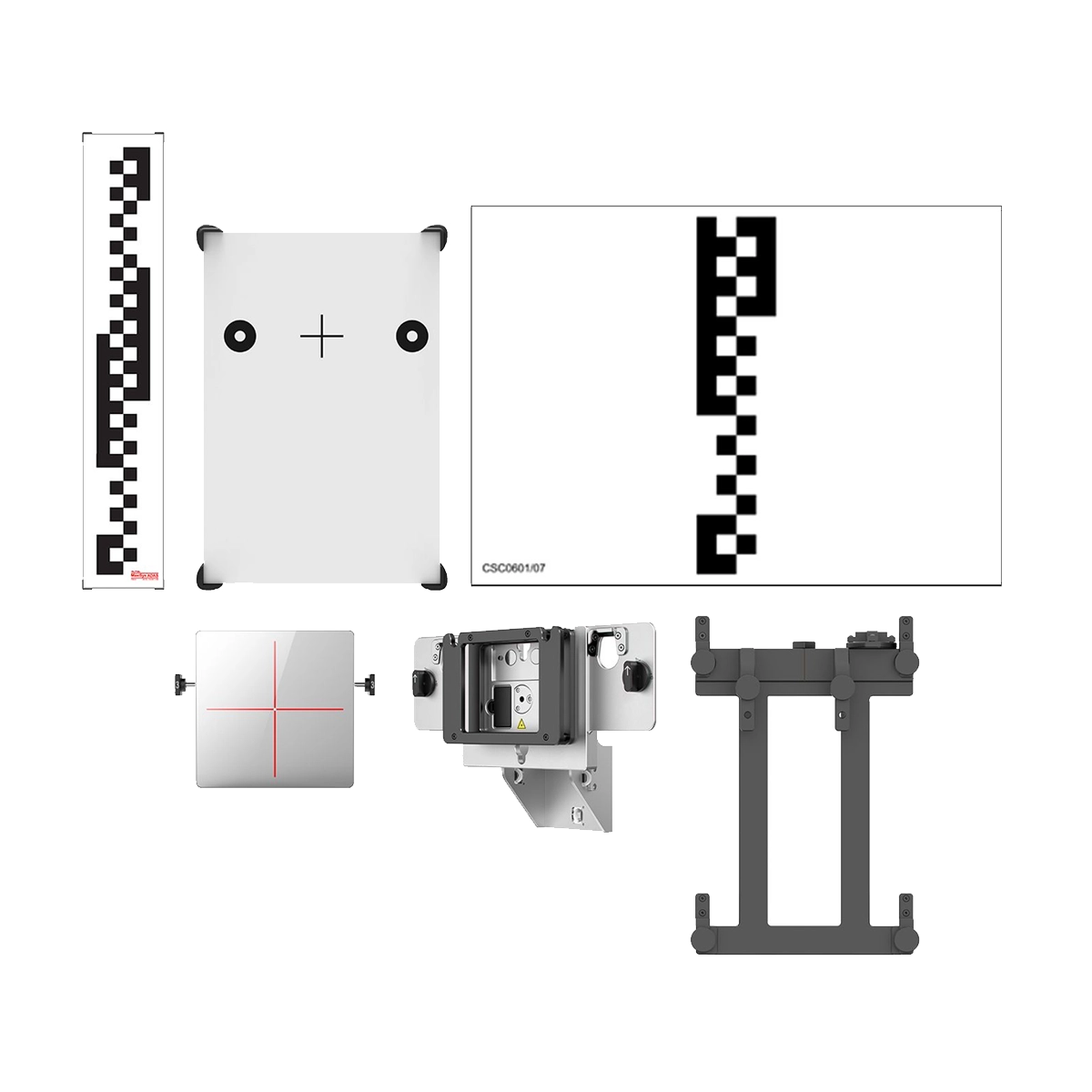 Autel CVMAADD1 MA600 Frame CV ADAS Add-On kit including LDW calibration targets, CV pattern CSC0611-06, ACC reflector, bracket, and CV Pattern Bracket for commercial vehicle ADAS calibration