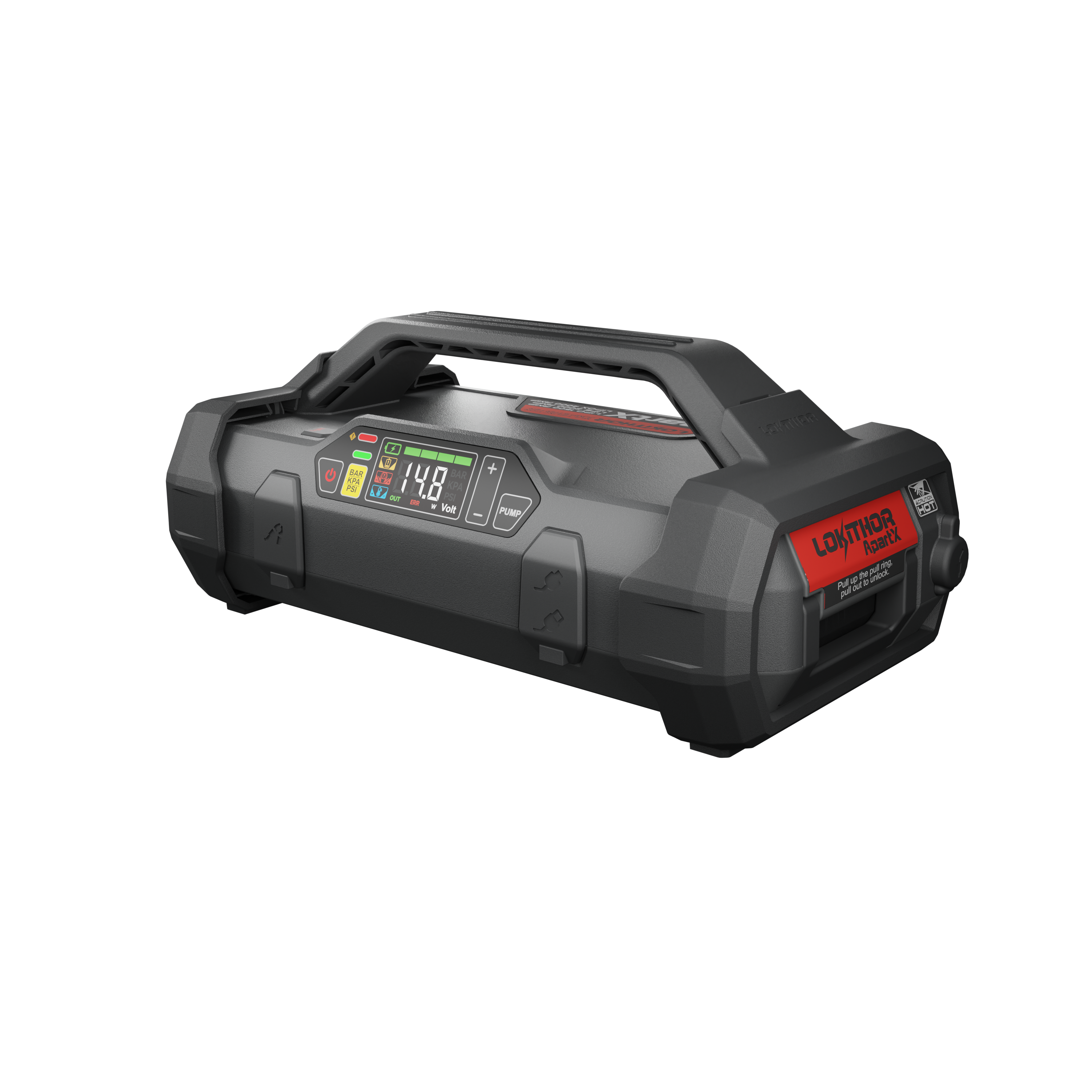 Kit LOKITHOR APARTX Apartx : démarreur/batterie externe avec batterie détachable 12 V 4000 A, gonfleur d’air 150 PSI, lampe torche 500 lumens et une batterie 12 V 4000 A incluse.