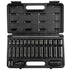 Sunex Tools 3329 29-piece metric impact socket set in open black hard case showing standard and deep sockets 8-22mm plus universal joint