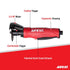 Aircat 6505 Cut-Off Tool infographic - feather trigger, 0.5 HP motor, ergonomic housing, and patented quiet tuned exhaust