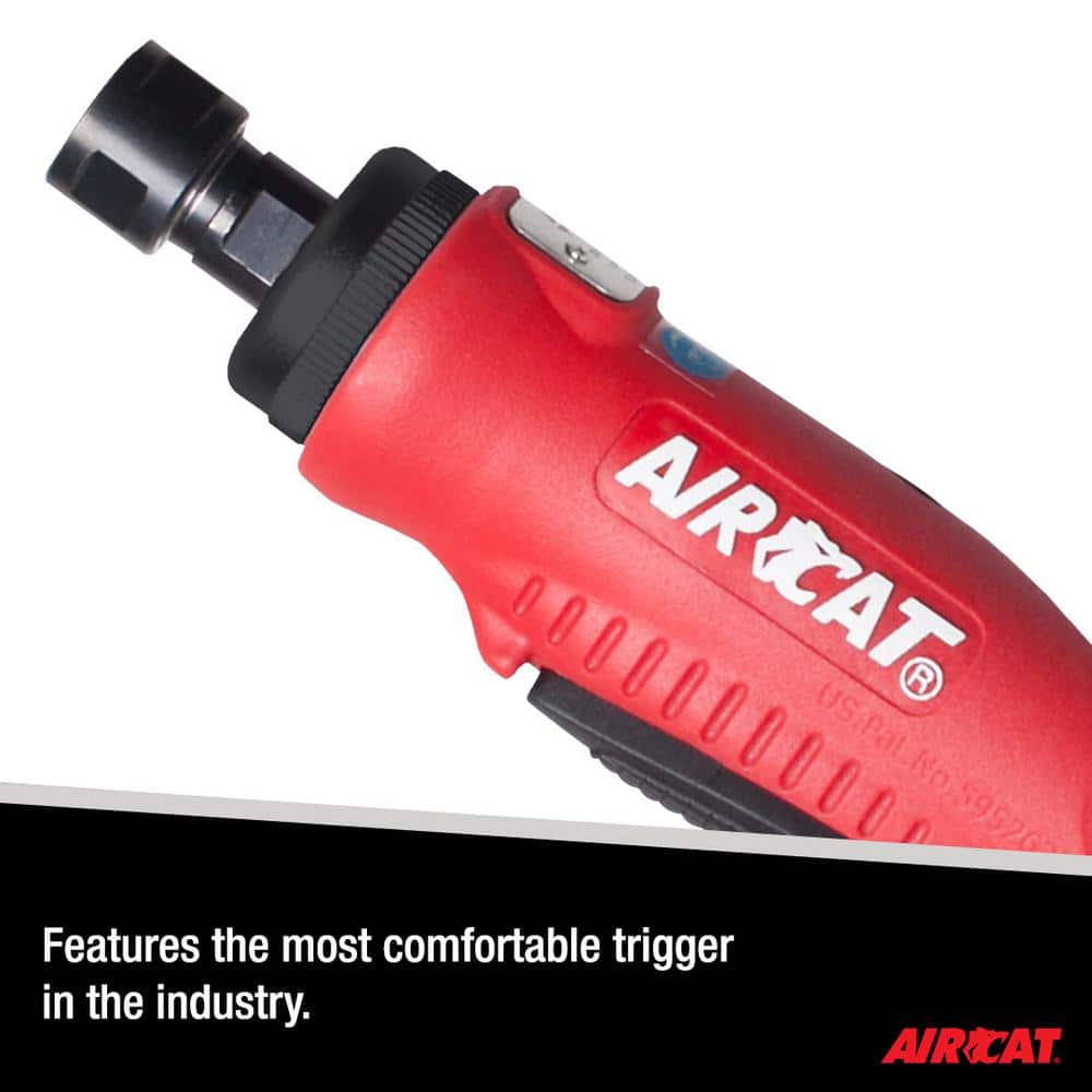 Aircat 6201 Straight Die Grinder close-up highlighting the most comfortable trigger in the industry