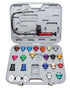 ATD Tools ATD-3302 25-Piece Master Cooling System Pressure Test Kit with colored radiator adapters and hand pump in molded carrying case