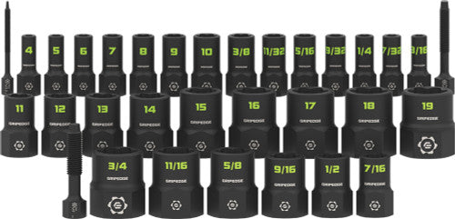 GripEdge MX32S 32-Piece 1/4" & 3/8" Drive Master Socket Extractor Set, 4MM-19MM, 3/16"-3/4" - MPR Tools & Equipment