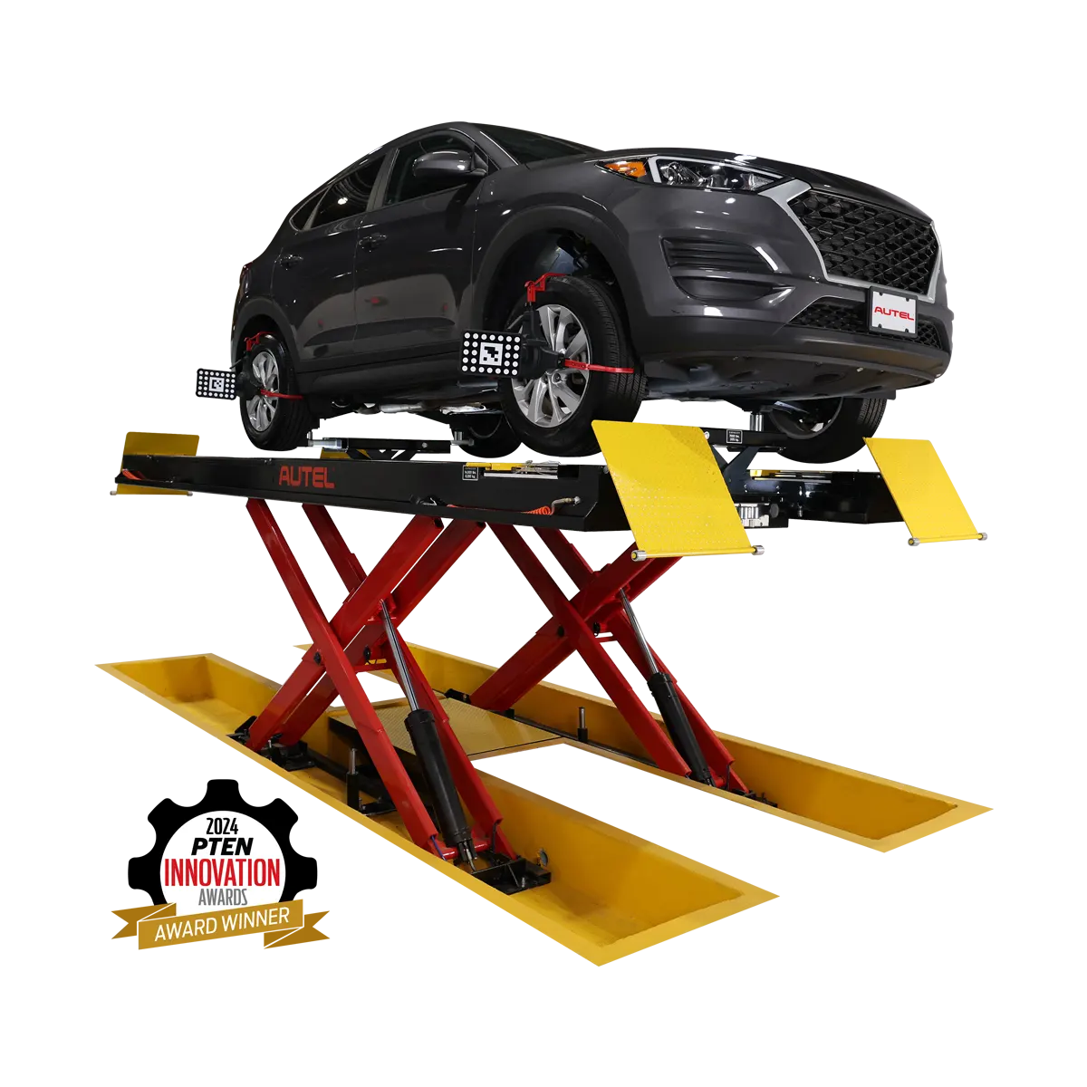 Autel AULS12ALOR1T ADAS Bay Max 12K Scissor Alignment Lift with SUV raised, 2024 PTEN Innovation Award Winner