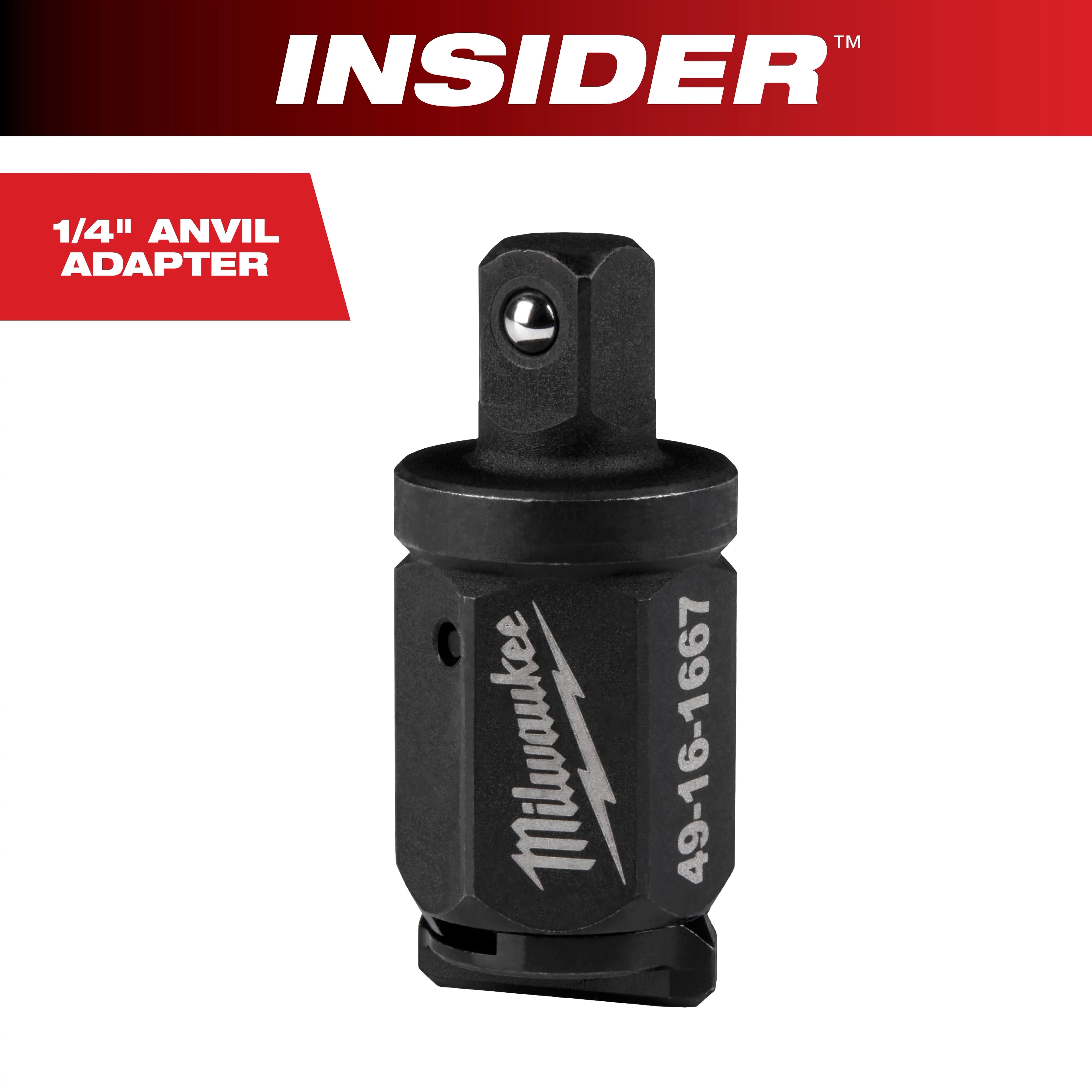 Milwaukee Tool 49-16-1667 INSIDER Box Ratchet 1/4 in Anvil Adapter in black