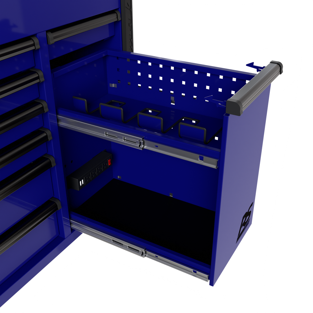 Homak BL06044090 44-In RS Pro 9-Drawer Flip Top Power Service Cart - Blue