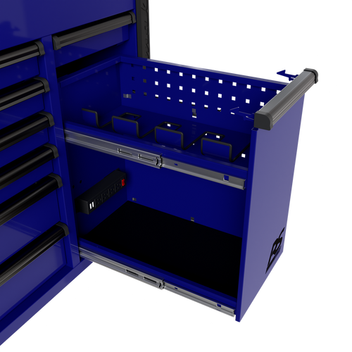 Homak BL06044090 44-In RS Pro 9-Drawer Flip Top Power Service Cart - Blue