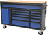TOBEQ RCBT611123BLBK 61-Inch 11-Drawer Roller Cabinet in Blue and Black with wood top and casters