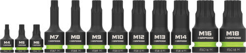 GripEdge ITS12S 12-Pc 1/4", 3/8", 1/2" Drive RPT Triple Square Impact Driver Set, M4-M18 - MPR Tools & Equipment