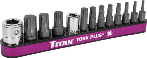 Titan Tools 16099 13-Pc 1/4" & 3/8" Drive 6 Lobe Torx Plus® Bit Socket Set, TP8-TP55 - MPR Tools & Equipment