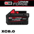 Milwaukee Tool 48-11-1881 M18 REDLITHIUM FORGE XC8.0 Battery Pack side view on white background