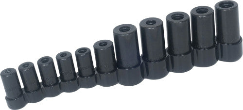 Lisle 70700 11-Pc Tap Socket Set, Fits All # & Fract. Taps 1/8"-1/2", Metric Taps Through 12MM, Non-M.C.T.I. Taps #2+, #3+, #6 - MPR Tools & Equipment