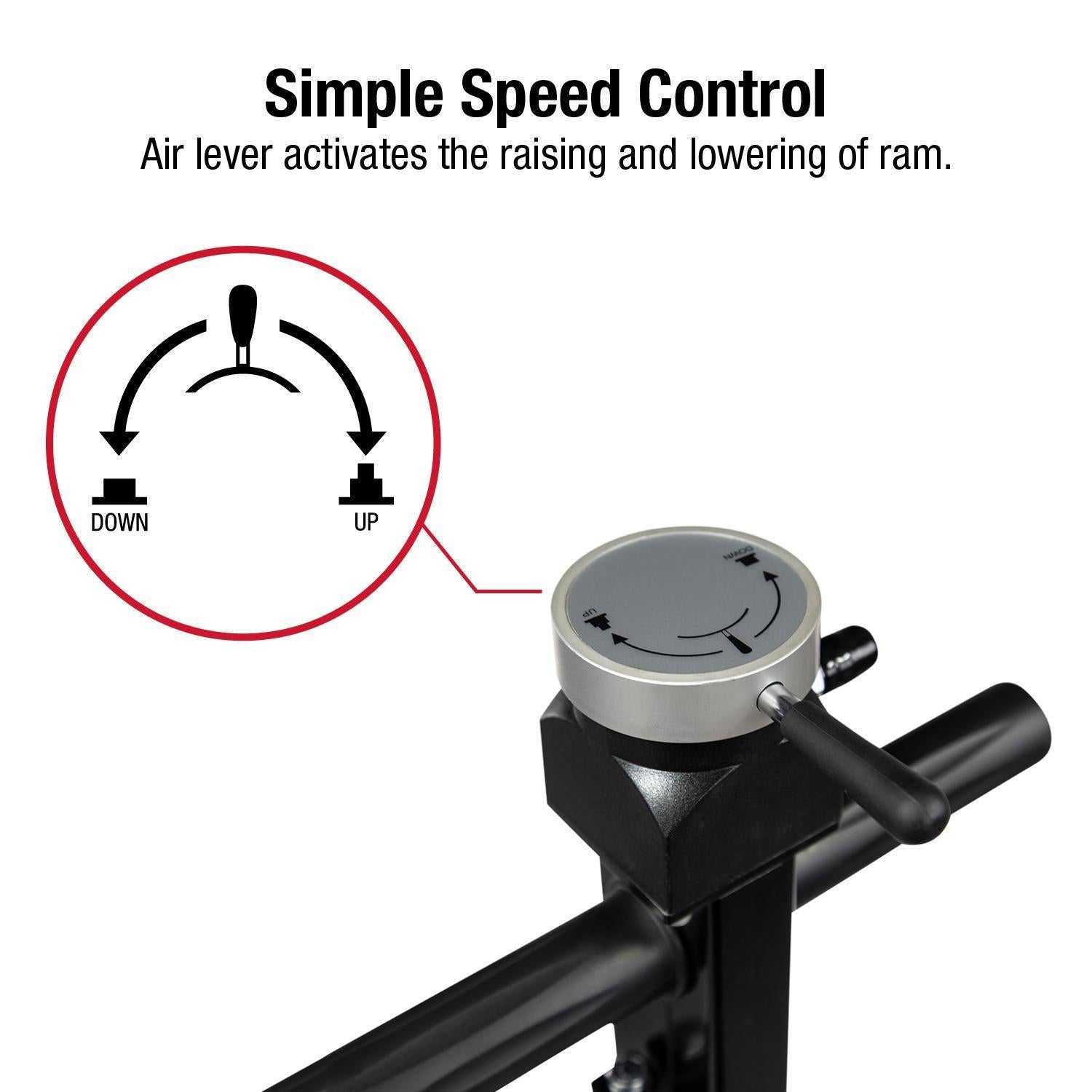 Sunex Tools 6822 Truck Jack - simple speed control air lever activates raising and lowering of ram