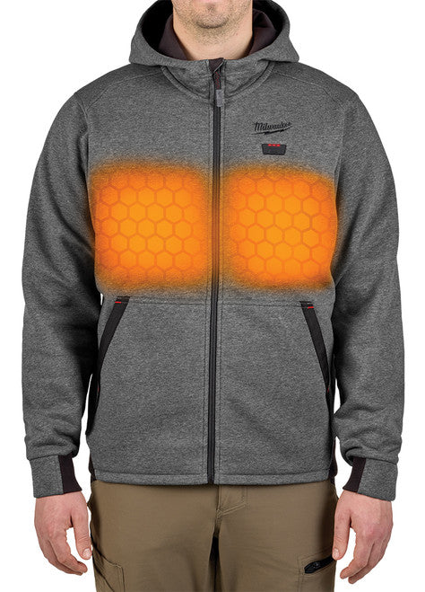 Milwaukee Tool M200G-20L M12™ Heated Hoodie with Hexon Heat Technology™, Includes Battery Holder, Gray (Large) - MPR Tools & Equipment