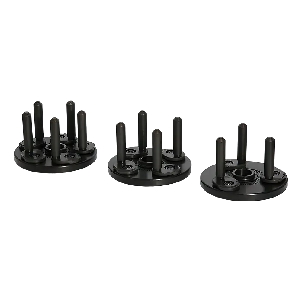 Coats 85610104 OEM Adjustable Pin Plate Set 40mm ID - three assembled pin plates with pins extended