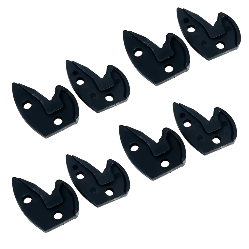 Coats 8560716108 Grip-Max Plus Replacement Black Grips 8/Bag scattered view showing all 8 pieces