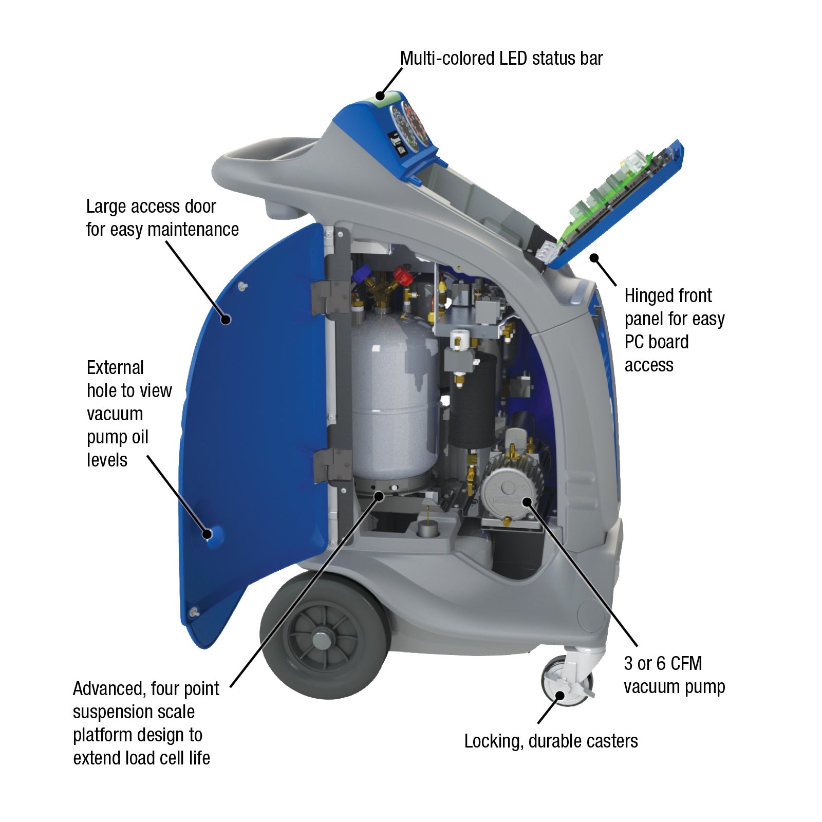 Mastercool Commander4000-E RRR Machine interior components diagram with callouts