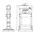 Chicago Pneumatic CPT-86101 Workshop Press technical schematic with labeled dimensions