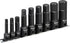 Titan Tools 49010 9-Pc 1/4" & 3/8" Drive X-Long Impact SAE Hex Bit Socket Set on Metal Storage Rail, 1/4"-3/4" - MPR Tools & Equipment