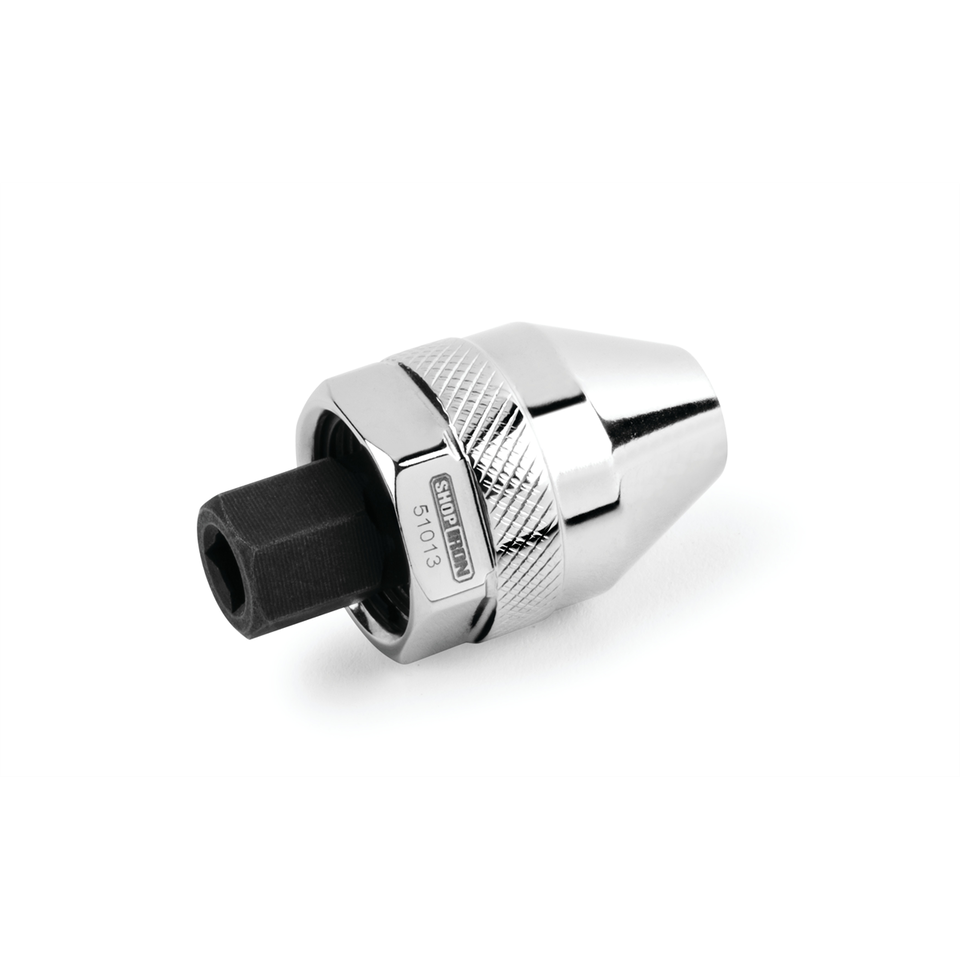 Titan Tools 51013 Mini Stud Extractor 1/4 In. Drive, chrome three-jaw design with black hex drive end