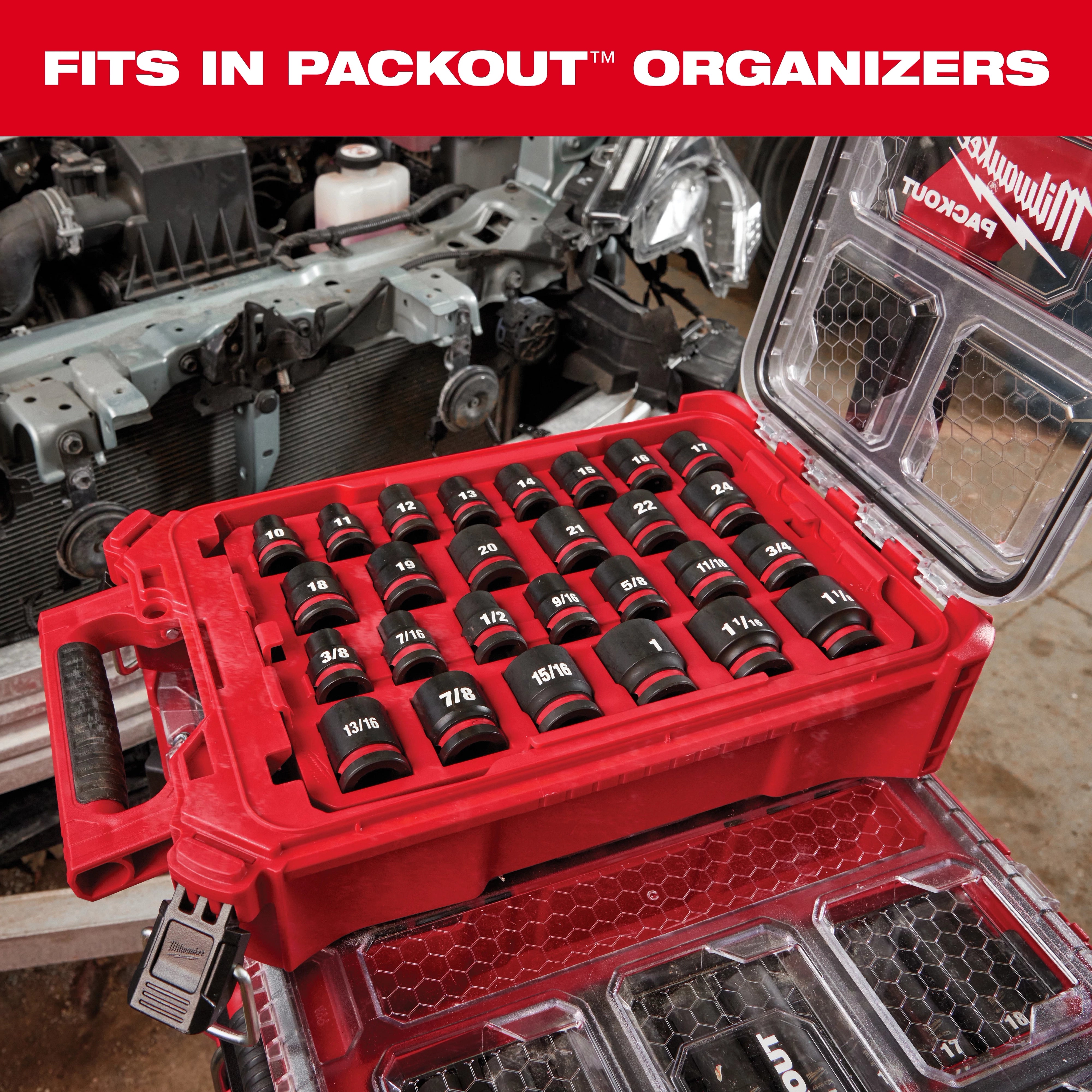 Milwaukee SHOCKWAVE Impact Duty Socket Set - Full Set Contents View