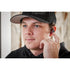 Man wearing Milwaukee REDLITHIUM USB Bluetooth Jobsite Earbuds with foam ear tips