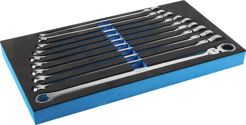 ATD Tools 6510 10-Pc 12-Pt. & Spline Metric Ratcheting Flexible Head Extra Long Double Box Wrench Set, 72-Tooth, 10-19MM - MPR Tools & Equipment