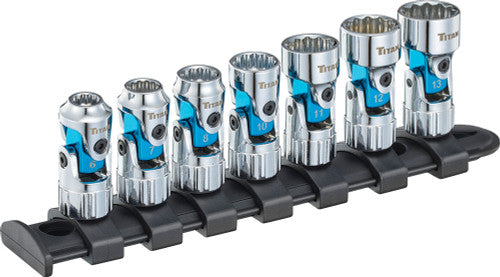 Titan Tools 66840 7-Pc 1/4" Drive Metric 12 Pt. Auto-Flex™ Universal Joint Socket Set, 6MM-13MM - MPR Tools & Equipment