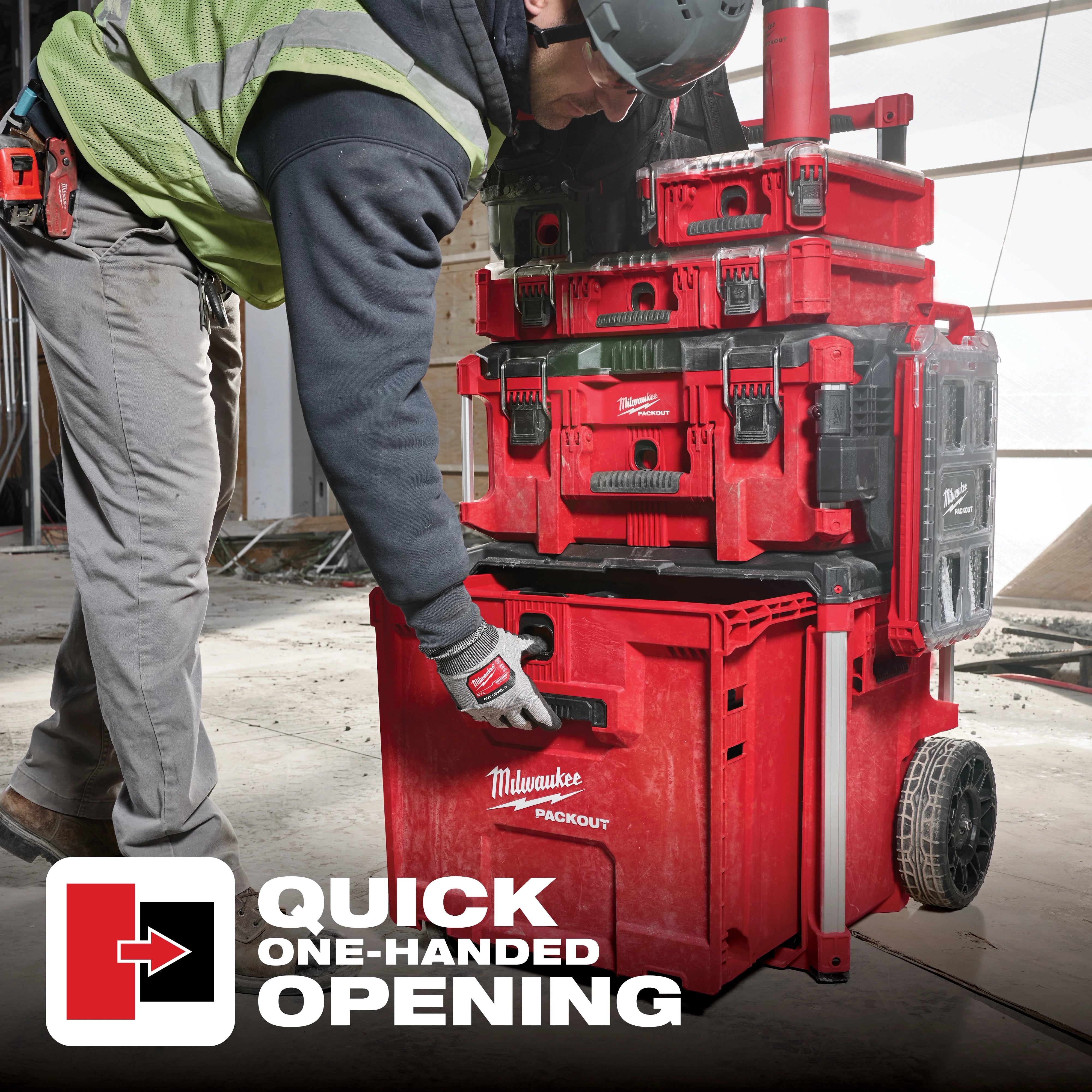 Milwaukee Tool 48-22-8420 PACKOUT Rolling Drawer Tool Box - 9-Inch All-Terrain Wheels Detail