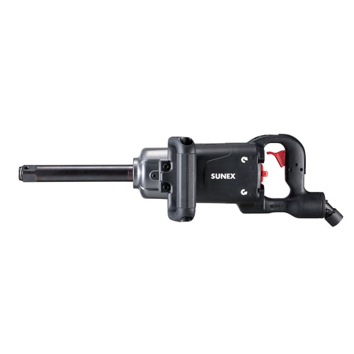 Sunex Tools SX01026 1" Drive Magnesium Composite Impact Wrench with 6" Extended Anvil, full side view on white background