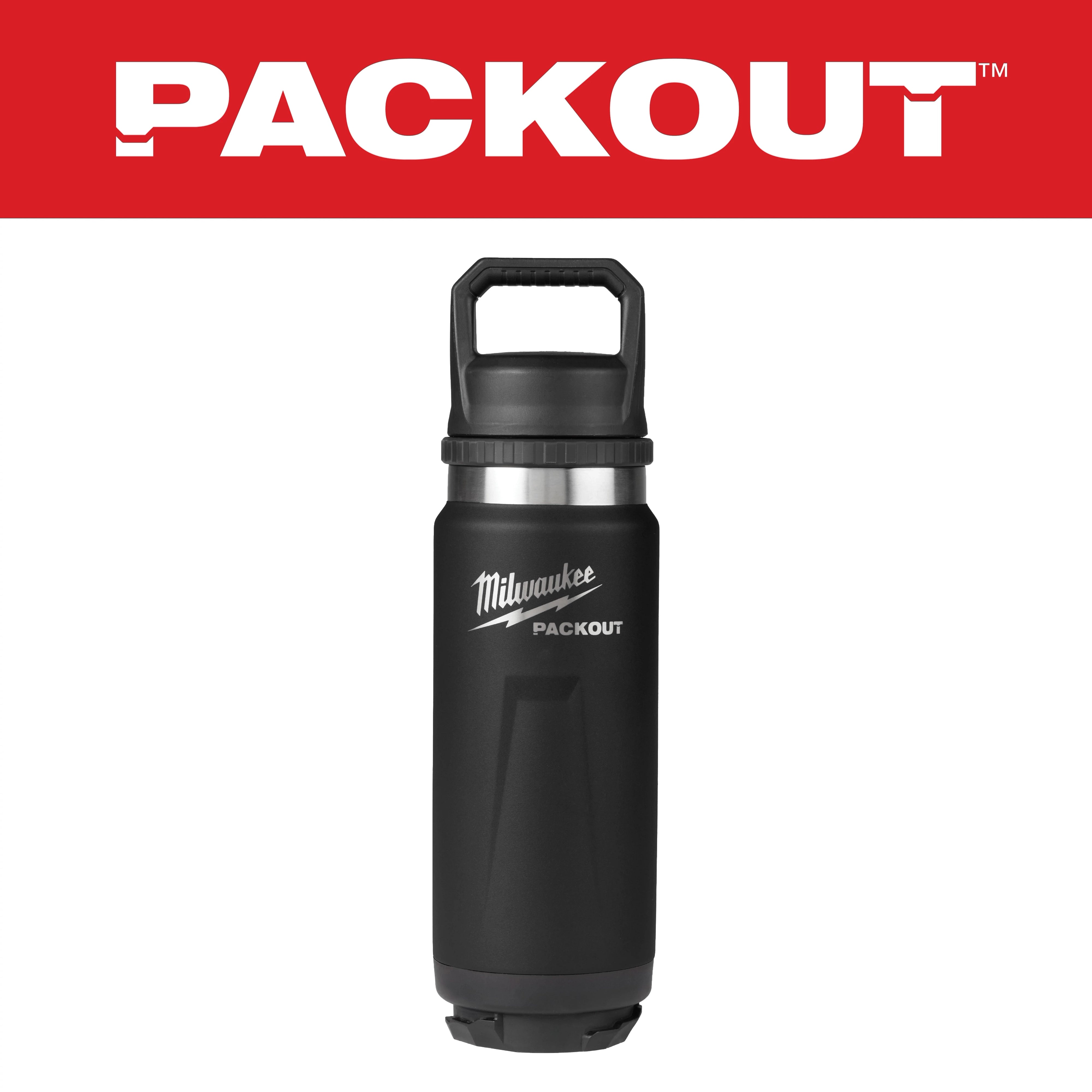Milwaukee Tool 48-22-8396B PACKOUT 24oz Insulated Bottle with Chug Lid in Black